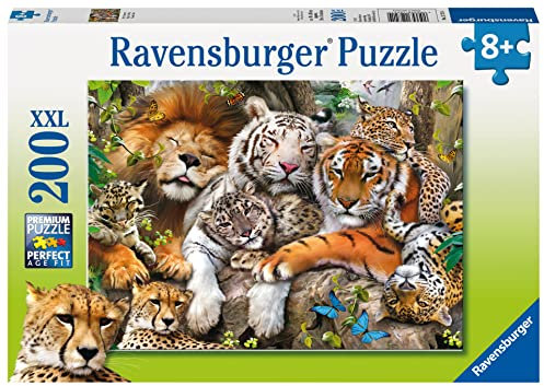Ravensburger Kinderpuzzle - 12721 Schmusende Raubkatzen - Tier-Puzzle für Kinder ab 8 Jahren, mit 200 Teilen im XXL-Format