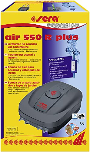 sera air 550 R Plus Luftpumpe | 550 Liter/Stunde mit 4 Anschlüssen | Leise & langlebig | Modulsystem mit Rückschlagventil | Ideal für Sauerstoffanreicherung & Dekorationselemente