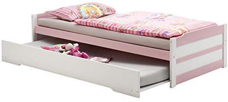 IDIMEX Ausziehbett Lorena weiß/rosa 90x200 cm Bett mit Stauraum Tagesbett