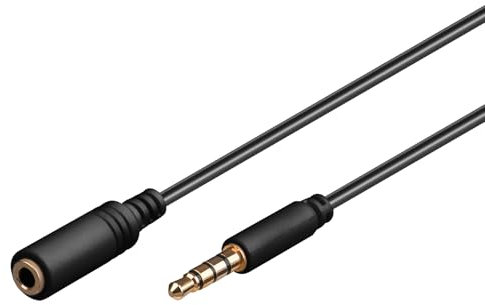 Goobay 62481 Prolunga Audio e Cuffie AUX, 4 Pin da 3.5mm Slim, CU, Nero, 5m Lunghezza del Cavo