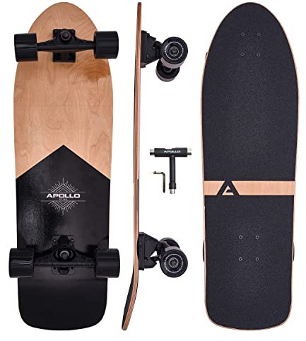 Apollo Surfskate pro Board | midi Longboard für Erwachsende, Kinder mit hochwertiger Surf Skate Achse | Mini Cruiser Board für Streetsurf | Carving & Pumping, Skateboard Kinder ab 6 Jahre