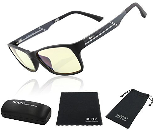 DUCO Superlight Blue Light Blocking Computer Reading and Gaming Video Eyewear Glasses,Anti Blue Ray Light 100% UV Protection 223 (Inner Clear Temples)