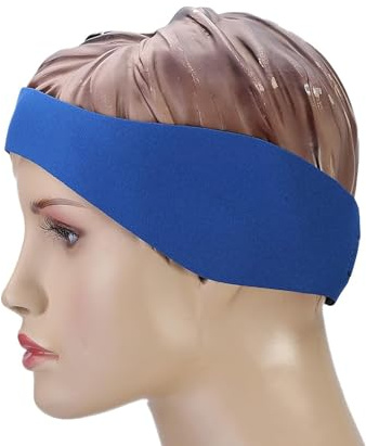 Fascia per piscina orecchio bambino, fascia da nuoto elastica confortevole in neoprene per bambini adulti, protezione dell'udito fascia per orecchie per bambini, per nuoto e surf[L-blu]