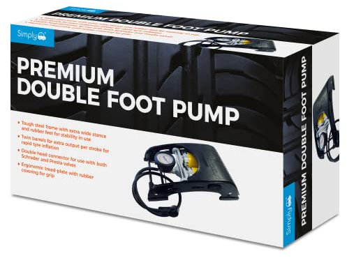 Simply Double Piston Premium Fast Fill Foot Pump for Tyres, Air Mattresses, Balls, and Other Inflatables