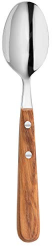SCHWERTKRONE® Supenlöffel 20cm [OLIVENHOLZ & EDELSTAHL] Hochwertiger Esslöffel mit Holzgriff - Löffel Holz Griff - Menülöffel - Holzlöffel aus 18/10 Edelstahl - Olivenholz Griff Löffel - Tafelbesteck