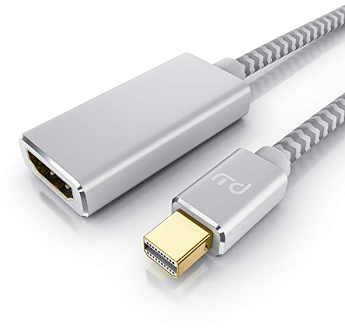 CSL - 4k Mini DisplayPort zu HDMI 2.0 Adapter – Mini DP Kabel – 4k@60Hz - Thunderbolt - Audio und Video – kompatibel mit Apple Lenovo Surface - Silber