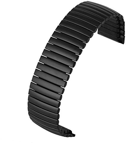 ZXF Uhrenarmband 20 / 22MM Edelstahl-Uhrenarmband-Silber/Schwarz Ersatzband Praktische Dehnbare Länge Keiner Buckle Strap Scrub Armband