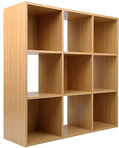 Charles Jacobs Oak 9 Cube Storage Shelving Unit - No Fabric Drawers