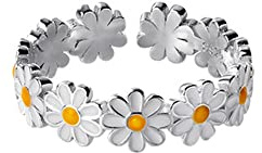 IMINI Cute Daisy Flower Open Statement Rings Sterling Silver 925 Adjustable Sunflower Wedding Engagement Ring Toe Ring Finger Band Eternity Dainty Jewelry Gifts for Women Girls Birthday