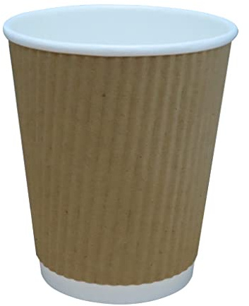 Pack of 50 - 8oz (227ml) Brown Kraft Triple Wall Ripple Paper Coffee Cups
