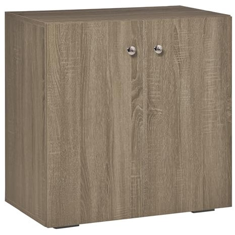 HOMCOM Mobiletto Multiuso a 2 Ante, Mobiletto Soggiorno o Ufficio in Legno con Maniglie in Alluminio, 70x39x70cm