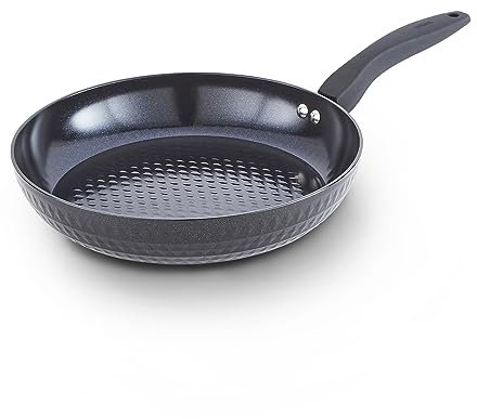 Tower T900134 Diamo Wok with Black Diamond Ceramic Non-Stick Coating and Softtex Handle, Aluminium, 28cm, Black