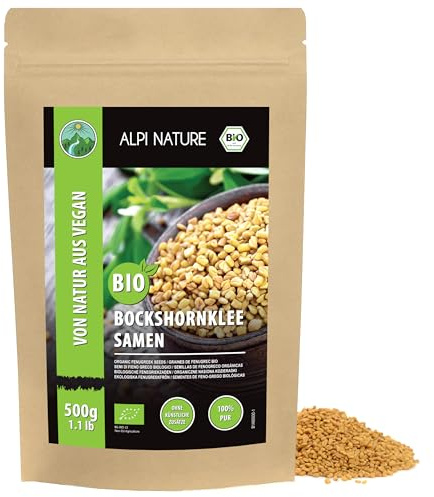 Ekologiska bockhornsklöverfrön (500 g), bockhornsklöverfrön från kontrollerad biologisk odling, 100% naturlig, utan tillsatser, bikugreekfrön ekologisk