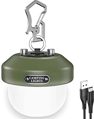 Wastou Lampe Camping, Lanterne Camping Rechargeable USB, LED Lampe Tente Suspendue a pile, étanche IPX4, durée 23H+, 6 Modes d'éclairage, pour Randonnée, Peche, Exterieur