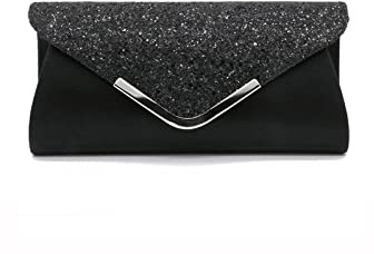 CORIOS Damen Clutch Tasche Envelope Abendtasche Pailletten Henkeltasche Glitzer Hochzeit Brautbörse Glänzend Umhängetasche Elegante Schultertasche für Hochzeit Abschlussball Bankett-Party Schwarz