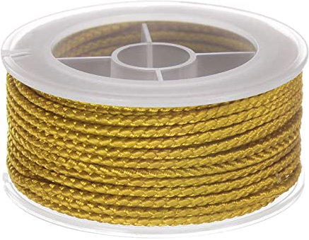 sourcing map Hilo de Nylon, Cuerda de Abalorios de Cordel, Cordón Trenzado Extrafuerte 2mm para Pulseras Joyería Fabricación Bricolaje Artesanías 11M/36 Pies, Oro Varilla