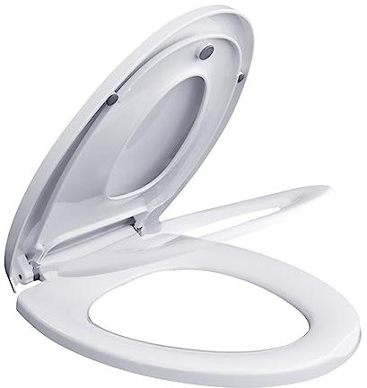 Flipped Warmth Toilettendeckel Familien WC Deckel, Mit Integriertem Kindersitz, Mit Magnet-Anschluss Zu Befestigenden Kindersitz, Abnehmbar Mit Absenkautomatik Antibakteriell, Weiß,Elongated