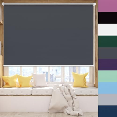 Verdunkelungsrollo Ohne Bohren 105 x 240 cm Sonnenschutz Blickdicht Rollos für Fenster Klemmfix Höhe Stufenlos Verstellbar für Fenster und Tür, Dunkelgrau