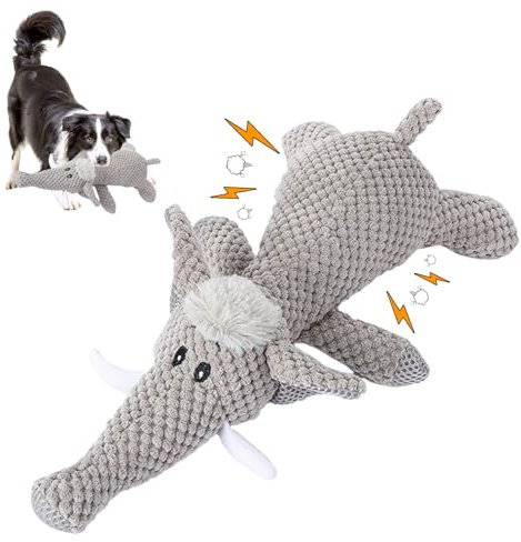 Kaezuy Hundespielzeug Unzerstörbar Kauspielzeug Hund, Quietschspielzeug Hund, Welpenspielzeug, Intelligenzspielzeug, Tauziehen Hundekauspielzeug für Kleine, Mittlere, Große Hunde (Elefant)