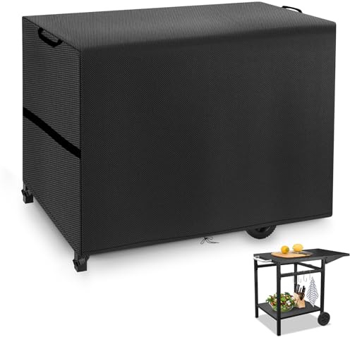 KRRRSJDJ Housse Protection Chariot Plancha Imperméable, Dimension 125x60x90 cm, Bache Coupe-Vent avec Cordon et Poignée, Tissu Oxford 420D (125 * 60 * 90 cm, Noir)