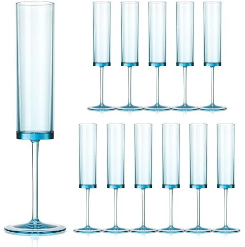 SHIQIKEJIPTY Champagne Flutes 6 OZ Acrylic Square Champagne Glasses Stemmed Coupes Reusable Wedding Toasting Glasses Rose Bride Wine Glasses For Birthday Party Wedding Anniversary Christmas