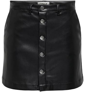 ONLY Jupe en Cuir ONLAMAZING-Liora Jupe Courte Black, S, Black, S