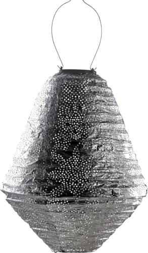 LUMIZ Solarlaterne - für Außen - Marrakesh - Kann - Gartenbeleuchtung - Solarlampen - Gartendeko - 30cm - Silber