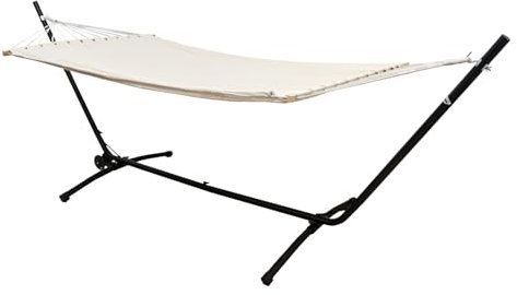 AMANKA Höhenverstellbare Outdoor Hängematte mit Gestell 2 Personen - 335x100 Hängemattengestell mit Rollen - 200x120 Hängematte für Garten mit Gestell - Hängematte für Balkon Hängeliege mit Gestell