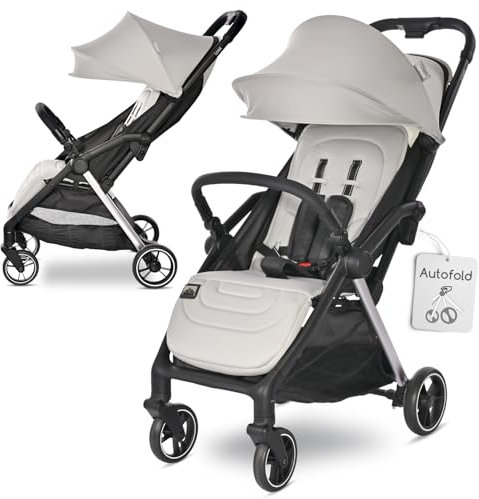 Lorelli Ultra Leichter Buggy Kinderwagen Loret, Einhand-Klappsystem in Sekunden, Nur 8,24 kg, Reisebuggy, Kompakter Sportsitz bis 22kg, Sitzbuggy, 5-Punkt-Gurt, Klappbarer Reisekinderwagen, Grau