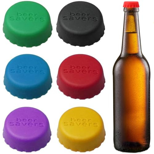 Binnan Flasklock silikon, 12 stycken flaskförslutningar silikon återanvändbara sigill flasklock, flasklock ölflaskor i 6 färger för öl juice glasflaskor
