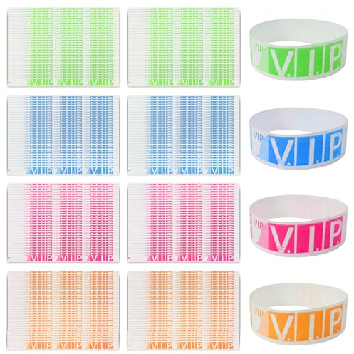 240 Pezzi Braccialetti VIP, Bracciali VIP di Carta (Impermeabile e Antistrappo) per Feste Concerto Evento Bar, Braccialetti di identificazione VIP