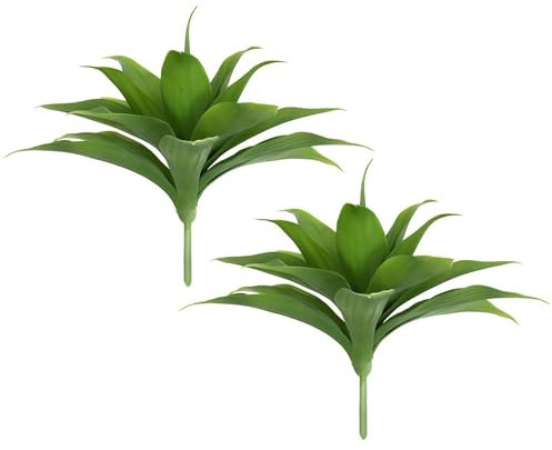 SUNFECILI 2 Piezas de Orquídea Corona Simulada, Plantas de Agave Artificiales, Planta Suculenta Grande de 45 Cm, Decoración Interior de Bonsái de Agave, Plantas Artificiales para