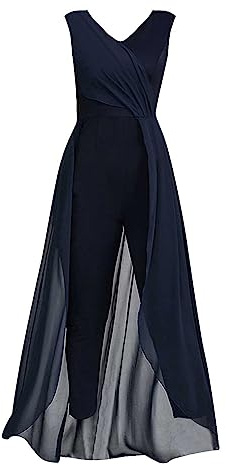 Damen Jumpsuit, Elegant Overall Sommer Hosenanzug, Lang Einteiler Outfit Frauen Komplett, Romper Playsuit Kostüm, Weites Bein Ärmellos Festlicher Jumpsuit Damen Casual Jumpsuit Damen Sportlich