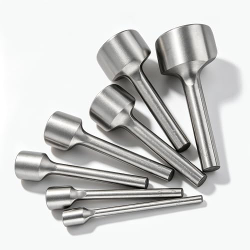 7 Stück Halbrunde Leder Stanzwerkzeug Set, A3 Stahl Leder Stanze, 10–40mm Halbkreis Cutter & Locheisen für Lederhandwerk, Gürtel, Brieftaschen und Uhrenarmbänder