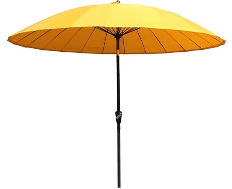 Generisch 270cm Gelber Sonnenschirm neigbar, Rund Shanghai Gartenschirm mit 24 Fiberglasrippen und Kurbel, Outdoor Terrassenschirm Sonnenschutz UV 50+ für Balkon, Garten, Pool