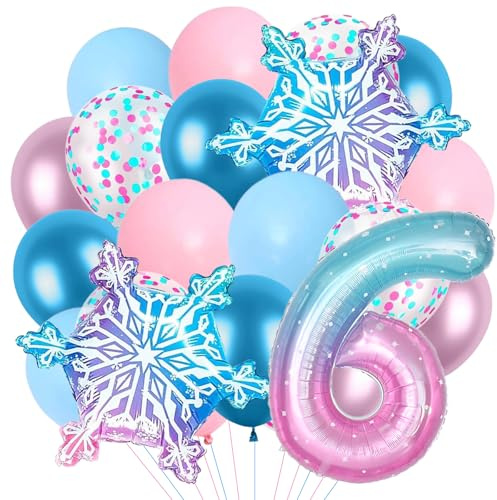 Schneeflocken Deko Luftballon, Geburtstag Zahlen Luftballon 6 Jahre, Schnee Luftballons, Schneeflocke Folien Ballon, Schneeflocken Ballons, Schneeflocken Helium Ballons