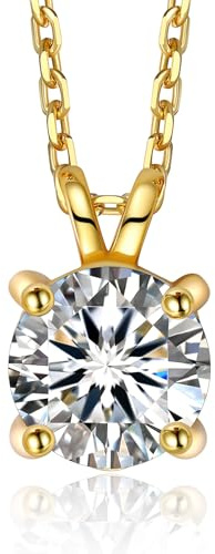 MomentWish Collana Moissanite Donna, 0,3 Carati Collana Oro Diamante Solitario Argento 925 Oro Bianco Regalo di Natale per Donna