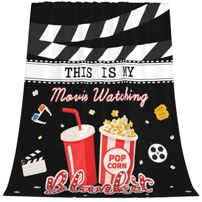 GardEssere This Is My Movie Watching Throw Blankets Movie Lover Gifts Flannel Funny Cartoon Warm Soft Blanket Throws for Sofa Bedding for Men Women Boys Girls 130x150 CM