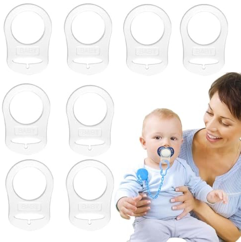 ZENQARI 8 Pezzi Pulsante di Silicone Anello Anello Adattatore Pinza Adattatore Ciuccio Adatto per la Maggior Parte dei Ciucci Collegamento Fissaggio Ciuccio