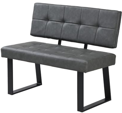 B&D home Sitzbank Sigfrid - Eckbank Esszimmer Mit Lehne, Sitzbank Flur, Pflegeleichter Bezug aus Kunstleder Dunkel Grau, Kaltschaum-Polsterung, Für Esszimmer, Küche & Flur, 100 cm