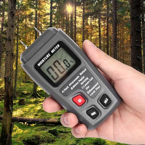 Fockety Rilevatore di umidità del Legno Tester LCD Professionale per umidità per Albero della Gomma in Palissandro di Noce con Spegnimento Automatico per Falegnami e Proprietari di Box/Cover