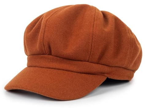 Octagonal-Beret-Hat-Women Classic 8 Panels Newsboy Cabbie Cap French Gatsby Hats Painter Paperboy Hats for Girls Teens Brwon