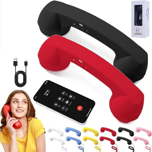Auricular De Teléfono Retro, con Conector Tipo C Y Bluetooth, Estilo Teléfono Fijo, Adaptador De Teléfono Vintage A Fijo, Compatible con Teléfonos Móviles, con Botón De Respuesta, Micrófono Y Altavoz