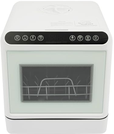 Tischgeschirrspüler, Tragbarer-Mini-Geschirrspüler für 6 Maßgedecke (6L Tank) mit 4 Programme inkl,1100W,52 dB,Wassertemperatur 72℃,Weiß