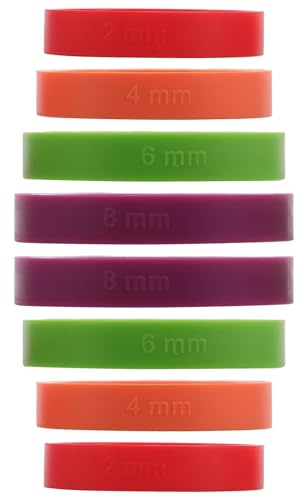 Adjustable Rolling Pin Silicone Thickness Rings 8pcs for Dough | 2mm 3mm 6mm 10mm Spacers, Reusable Nonslip Grip, Beginner Baking Accessory
