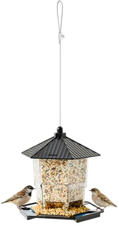 Comederos para pájaros al aire libre – Cuenco de agua llamativo – Alimentador salvaje antiardillas con bandeja de percha – para alimentar a los pájaros y los animales en las