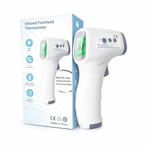 Boulton Forehead Thermometer for Adults Kids – Digital Baby Thermometers Body – No Contact Accurate Reading Touch Infrared LCD Display – Temperature Thermometer Room Surface and Body Mode