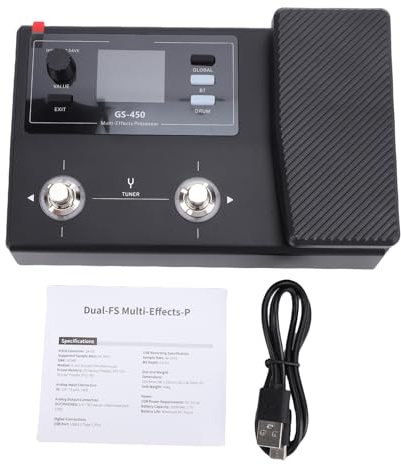 CHICIRIS Pédale d'effets de Guitare, Processeur Multi-effets avec Batterie Rechargeable, 100 Préréglages et Boîte à Rythmes pour Musiciens