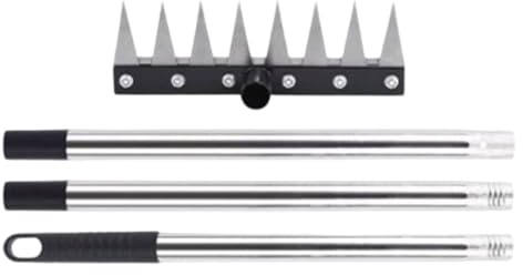 Huvqianu Rastrillo para Césped,Rastrillo de Deshierbe de Acero Inoxidable con 8 Púas,Herramienta De Fertilización para Granja | para Césped Paisaje Granja Patio Jardín Exterior Agricultura