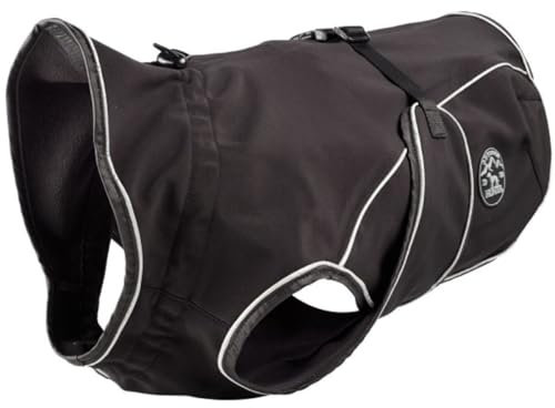 HUNTER Hundemantel UPPSALA SOFTSHELL, Farbe: schwarz, sportliches Design, wasser- und winddicht, mit weichem Fleece-Innenfutter, individuell einstellbar, reflektierend, waschbar, Größe: 45
